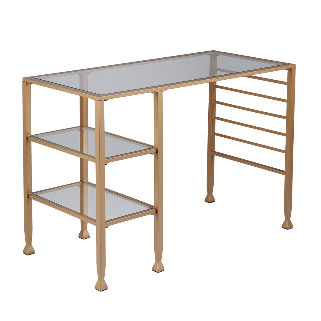 American Home Furniture | SEI Furniture - Jaymes Gold Metal/Glass Writing Desk