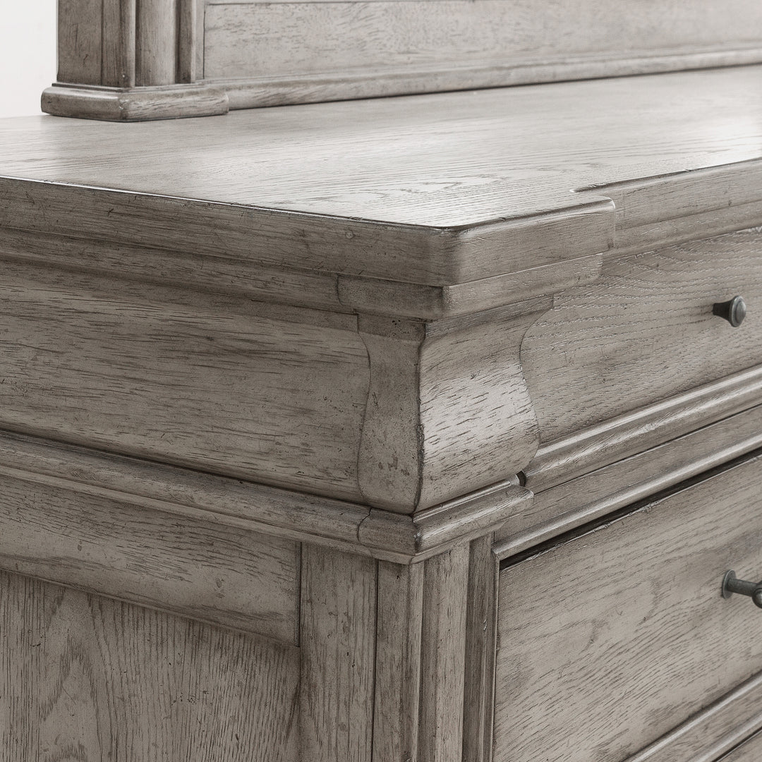 Madison Ridge Heritage Taupe 10 Drawer Dresser With Framed Mirror - P091-BR-K7