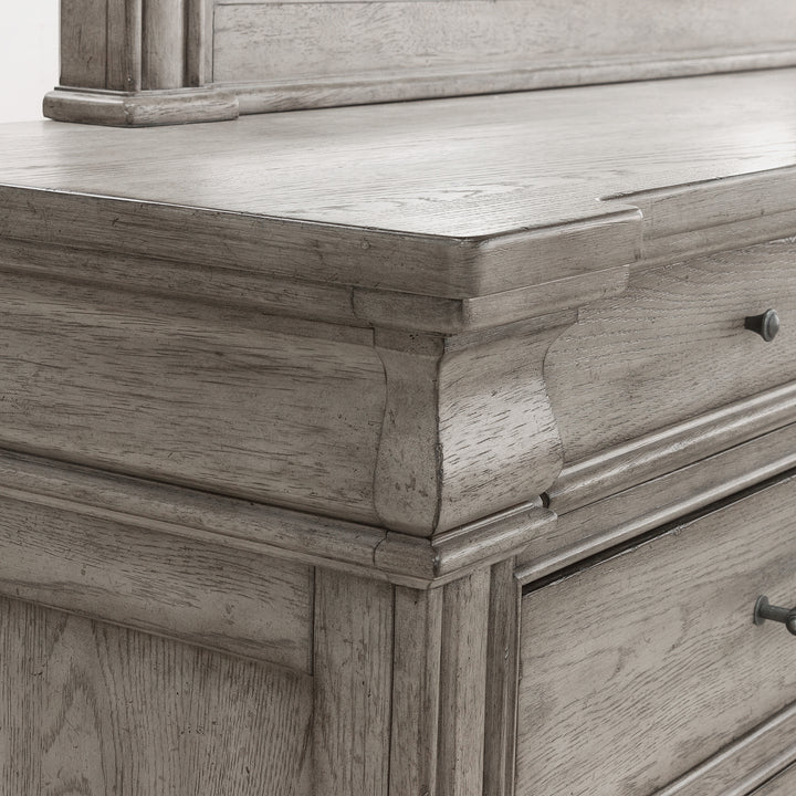 Madison Ridge Heritage Taupe 10 Drawer Dresser With Framed Mirror - P091-BR-K7