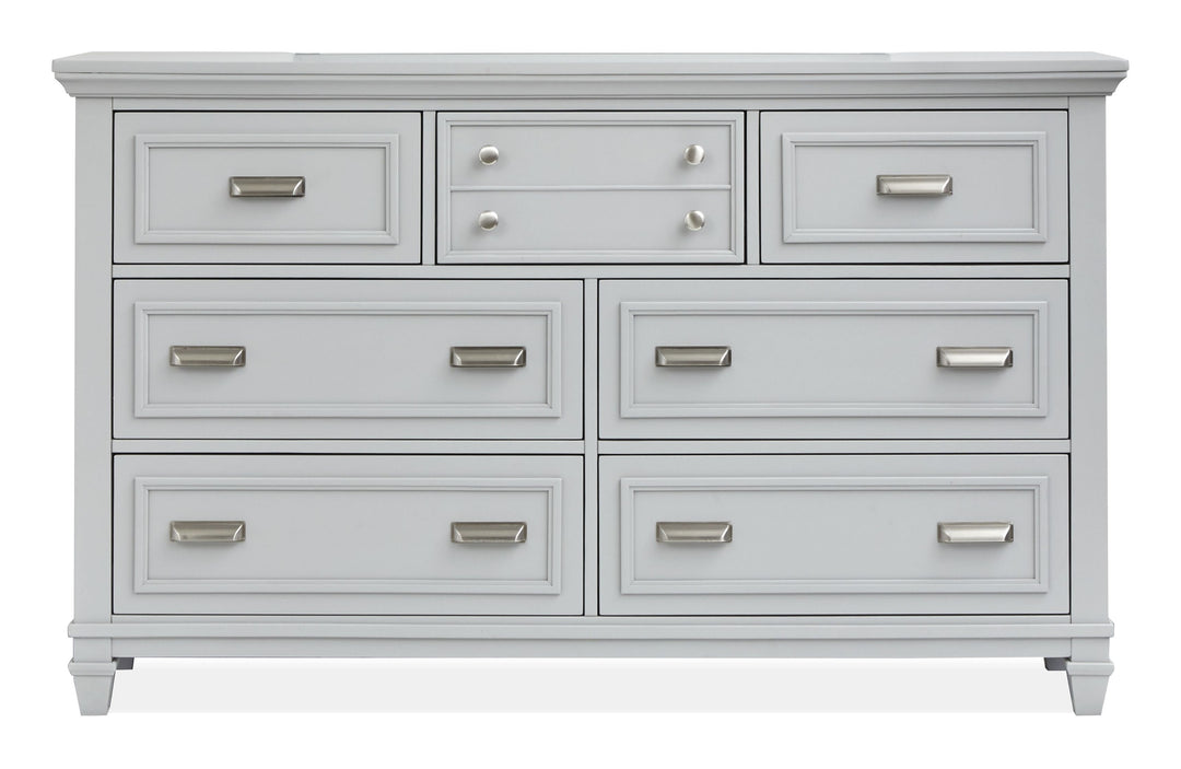 Charleston Harbor Gray And White Dove Grey Drawer Dresser With White Landscape Mirror - B5611-20GY40WH