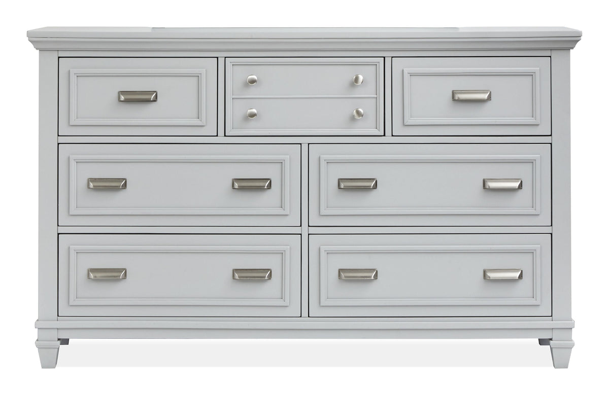 Charleston Harbor Gray And White Dove Grey Drawer Dresser With White Landscape Mirror - B5611-20GY40WH