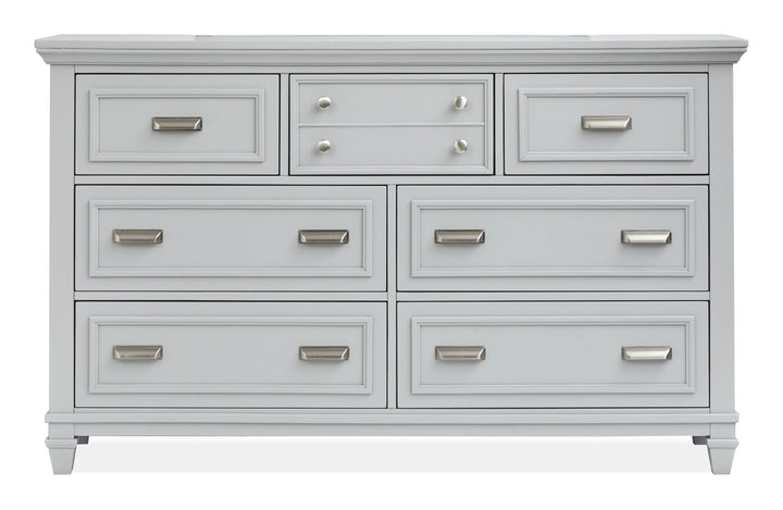 Charleston Harbor Gray And White Dove Grey Drawer Dresser With White Landscape Mirror - B5611-20GY40WH