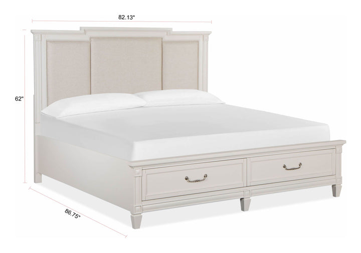 Willowbrook Egg Shell White King Panel Upholstered Storage Bed - B5324-65A