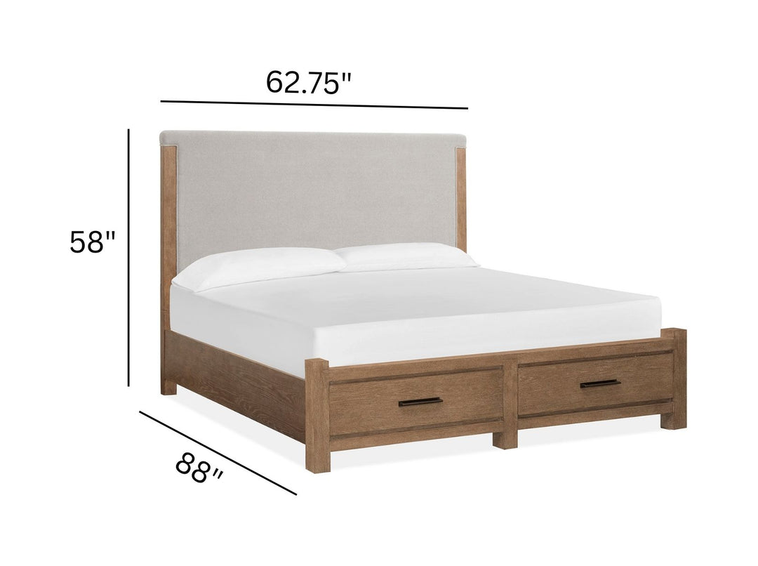 Plum Creek Sierra Brown Queen Upholstered Panel Storage Bed - B5768-55A