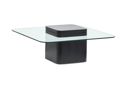 Donora Clear Glass And Obsidian Square Cocktail Table - T6388-41