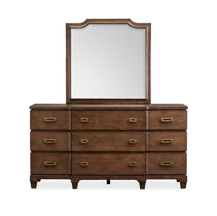 Sugar Mill Spiced Rum Drawer Dresser With Shaped Mirror - B5832-2045