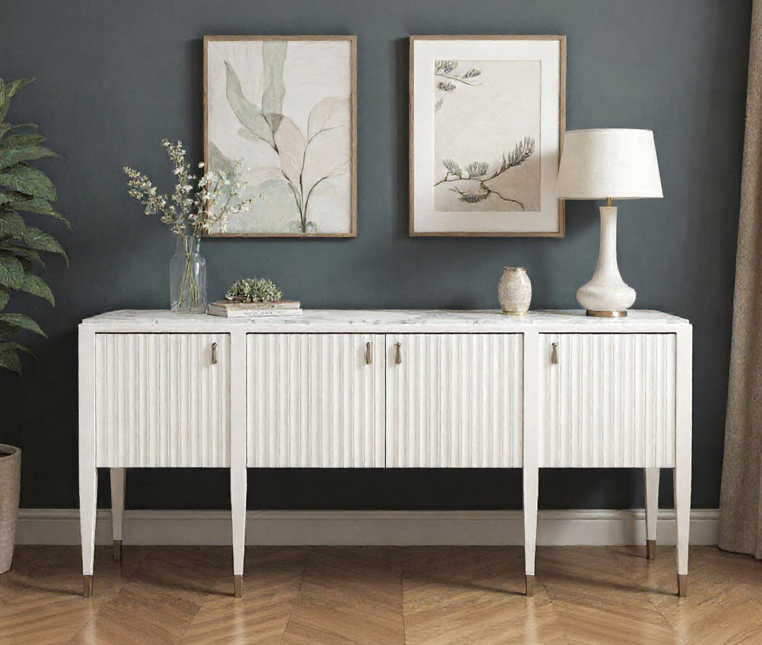 Eave Sideboard/stone top-Uplft White