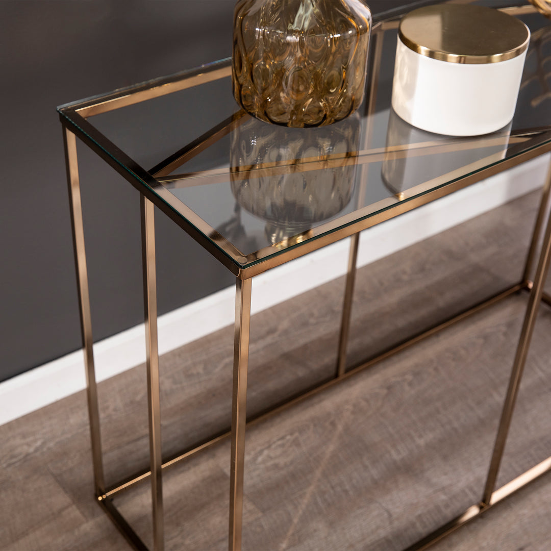 American Home Furniture | SEI Furniture - Nicholance Contemporary Glass-Top Console Table