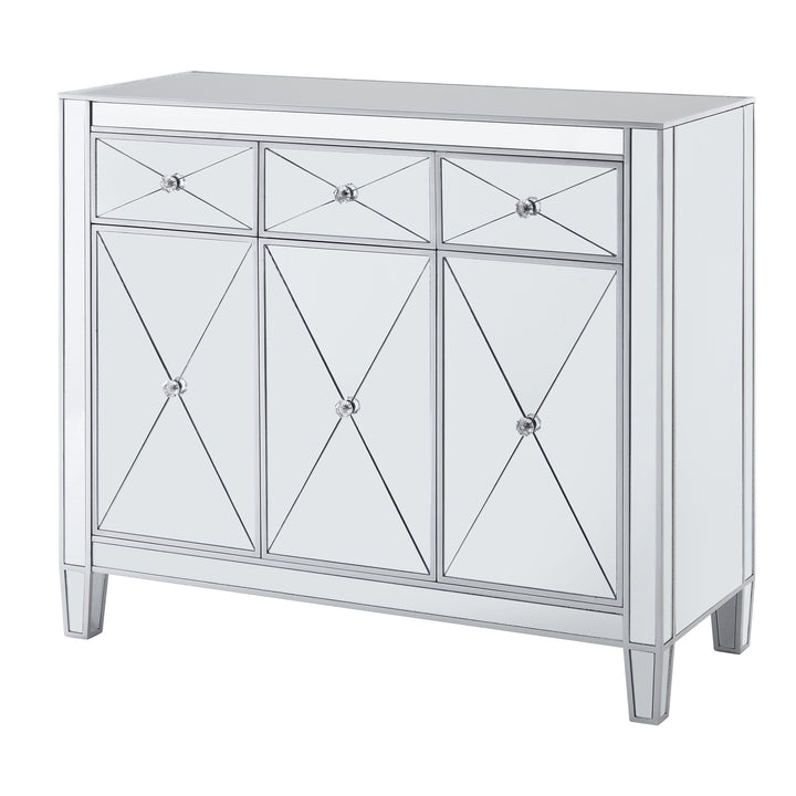 American Home Furniture | SEI Furniture - Mirage 3-Door Mirrored Cabinet