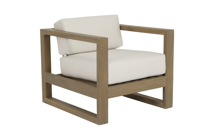 American Home Furniture | Sunset West - Coastal Teak Club Chair in Canvas Canvas, No Welt