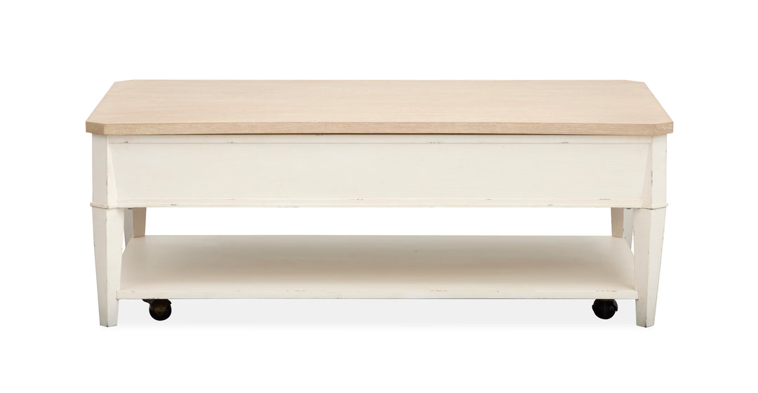 Echo Isles Sea Pearl And Driftwood Lift Top Storage Cocktail Table With Casters - T6310-50