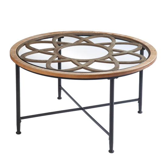 SEI Furniture Melvoir Glass-Top Cocktail Table COFFEE TABLES