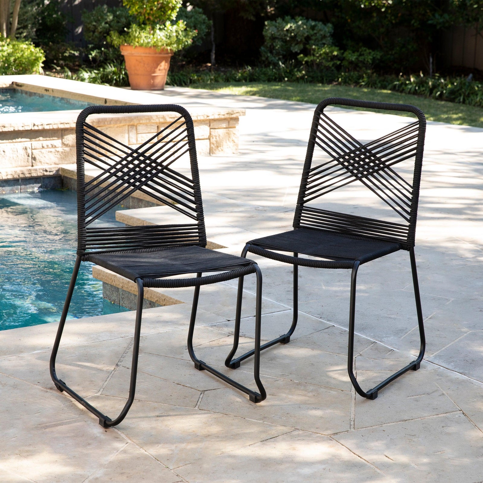 SEI Furniture Holly & Martin Padko Outdoor Rope Chairs – 2pc Set OUTDOOR DINING CHAIRS