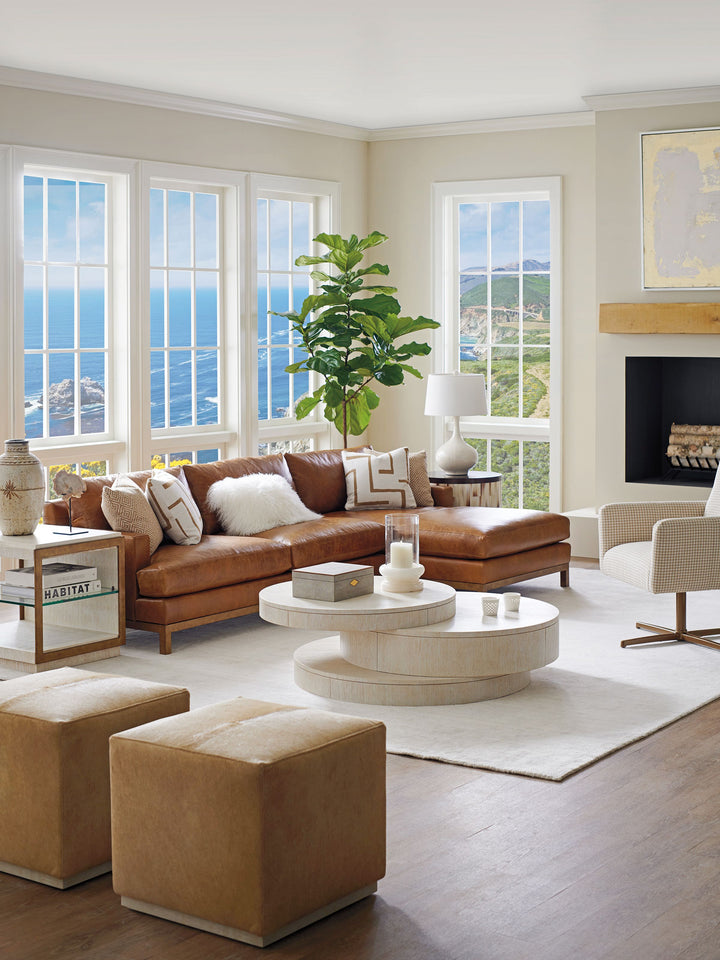 Horizon Leather Sectional - RAF Chaise, LL Custom Leather, Fabric 40