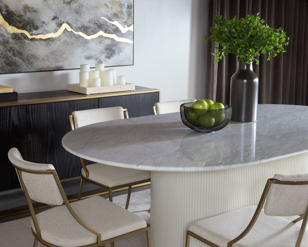 Oval - White Marble - 84"