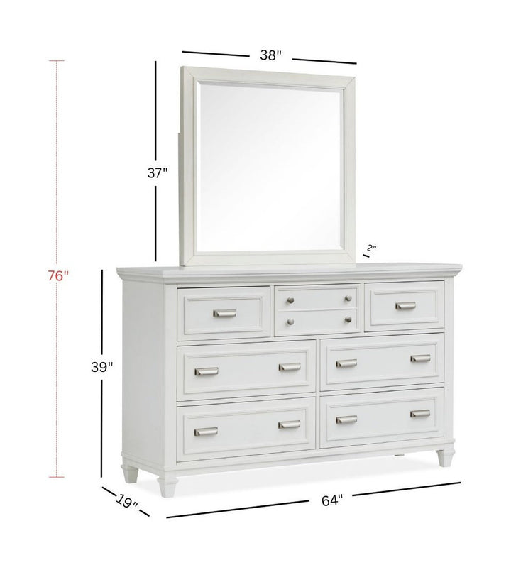 Charleston White Dove White Drawer Dresser With Landscape Mirror - B5611-20WH40WH