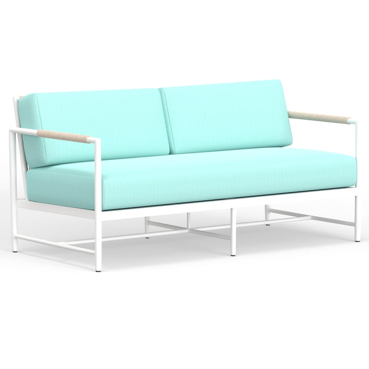 Sabbia Loveseat in Dupione Celeste, No Welt