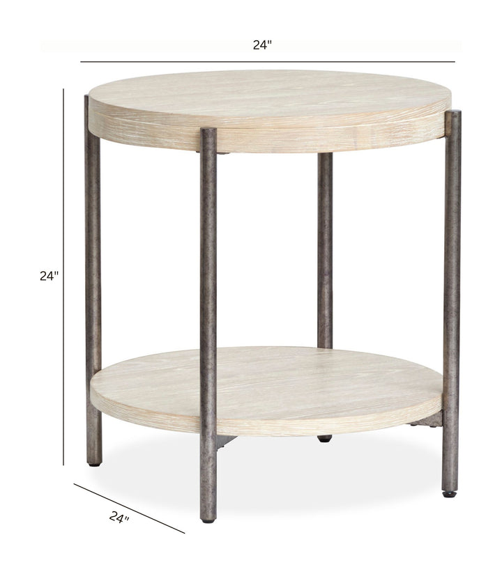 Jennings Edgecomb Grey And Weathered Antique Nickel Round End Table - T5927-05