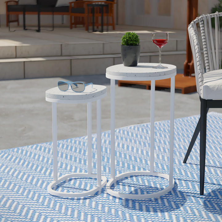 American Home Furniture | SEI Furniture - Vicanno Terrazzo Outdoor Nesting Tables – 2pc Set