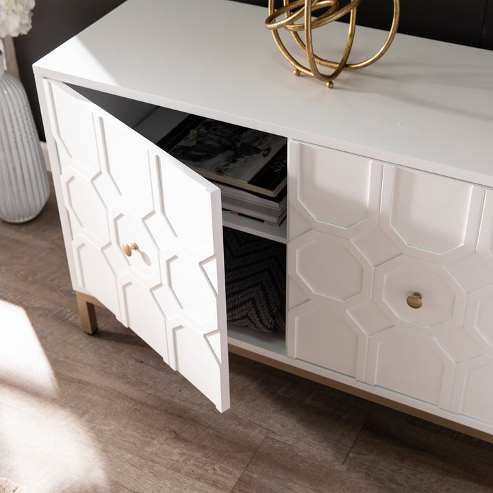 American Home Furniture | SEI Furniture - Gramdlynn Antique White Three-Door Accent Cabinet