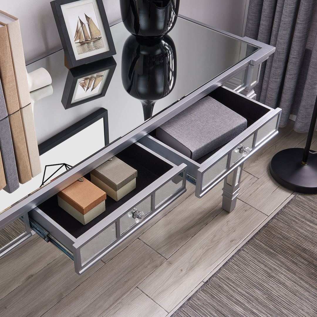 American Home Furniture | SEI Furniture - Glenview Glam Mirrored Writing Desk w/ Drawers