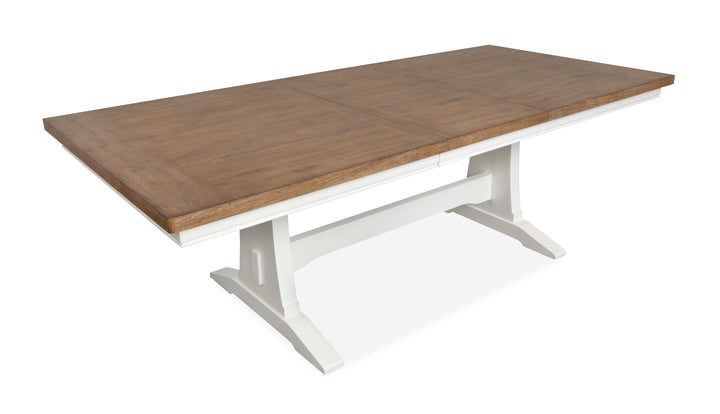 Kingston Whisper White And Cerused Nutmeg Extendable Trestle Dining Table - D6407-21