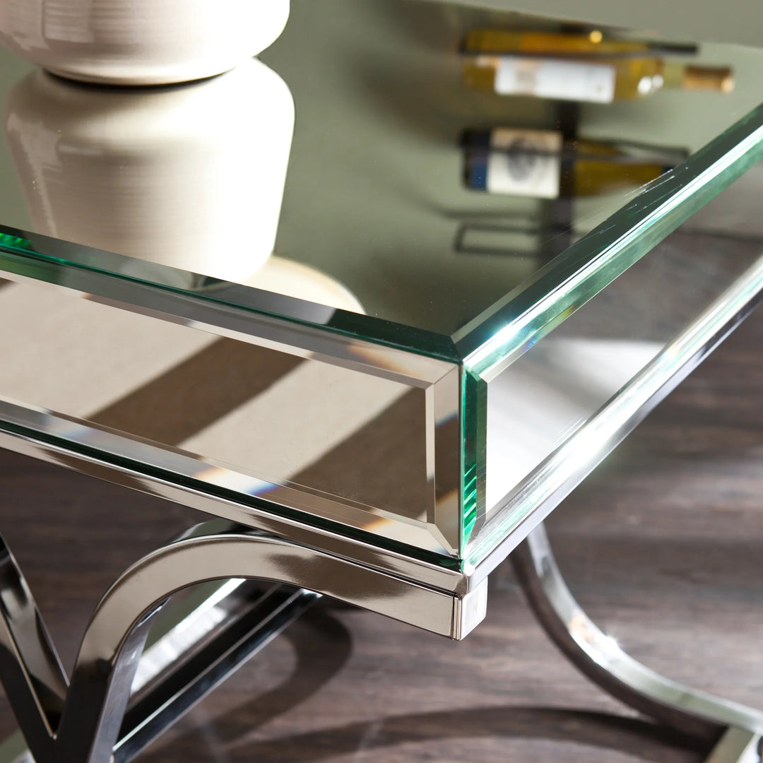 Ava Mirrored End Table - Chrome - AmericanHomeFurniture