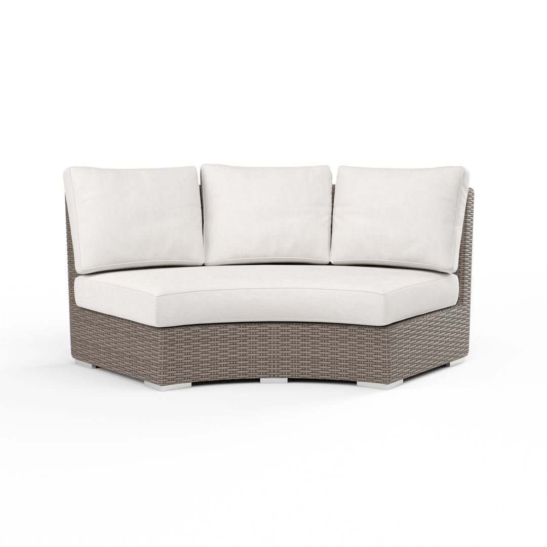 American Home Furniture | Sunset West - Coronado Curved Loveseat in Canvas Flax w/ Self Welt