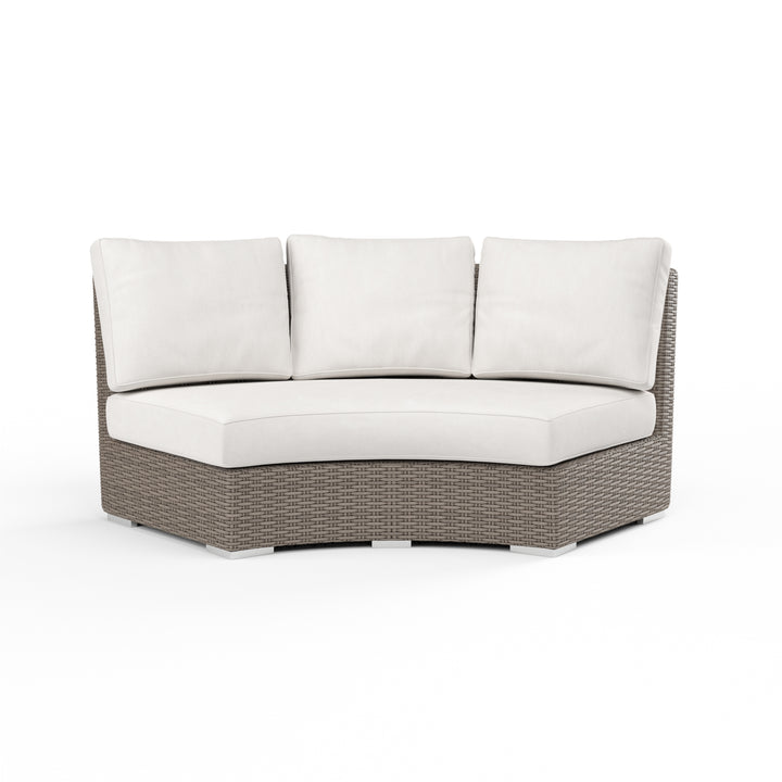 American Home Furniture | Sunset West - Coronado Curved Loveseat in Canvas Flax w/ Self Welt