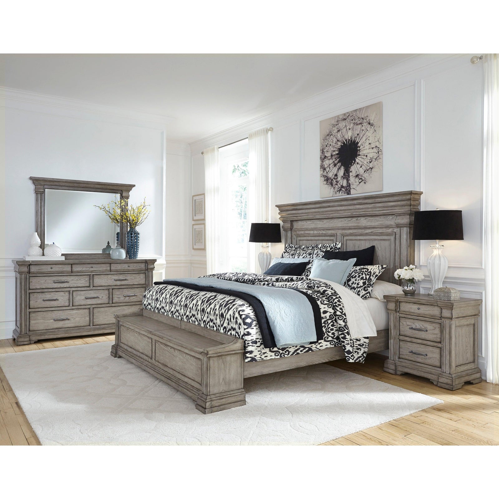 Pulaski Madison Ridge Queen Panel Bed with Blanket Chest Footboard SIDEBOARDS + CREDENZAS