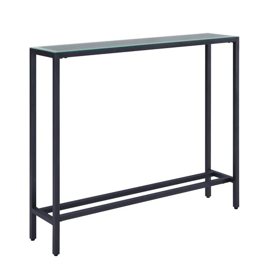SEI Furniture Darrin Narrow Mini Console Table w/ Mirrored Top – Gunmetal Gray CONSOLE TABLES