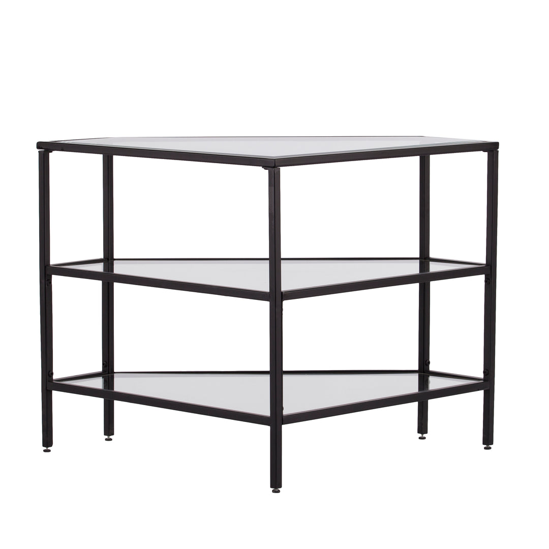 American Home Furniture | SEI Furniture - Niles Metal/Glass Corner TV Stand - Black