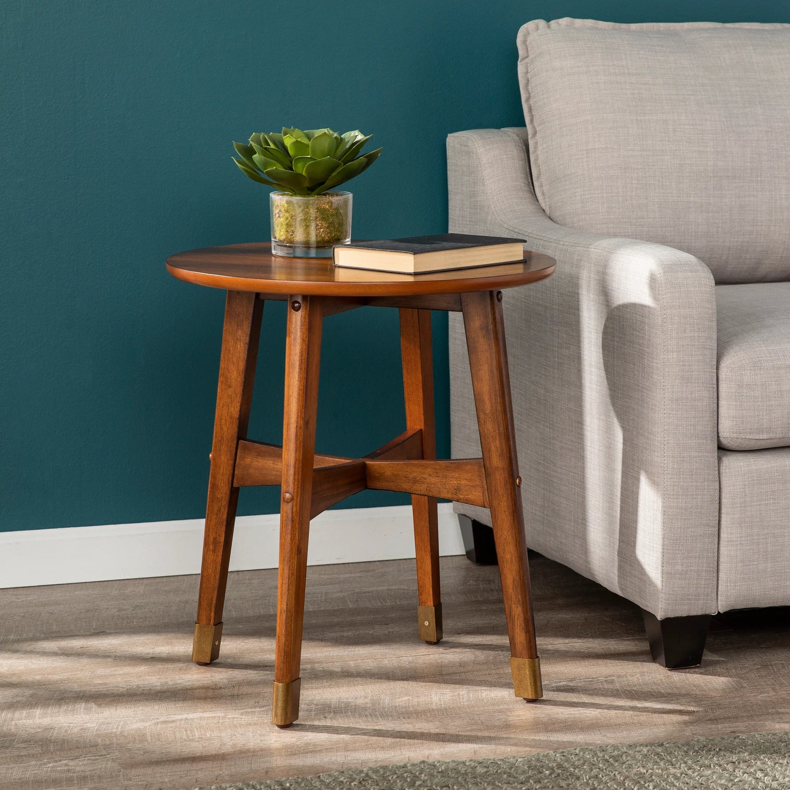 SEI Furniture Rhoda Round Midcentury Modern End Table ACCENT TABLES