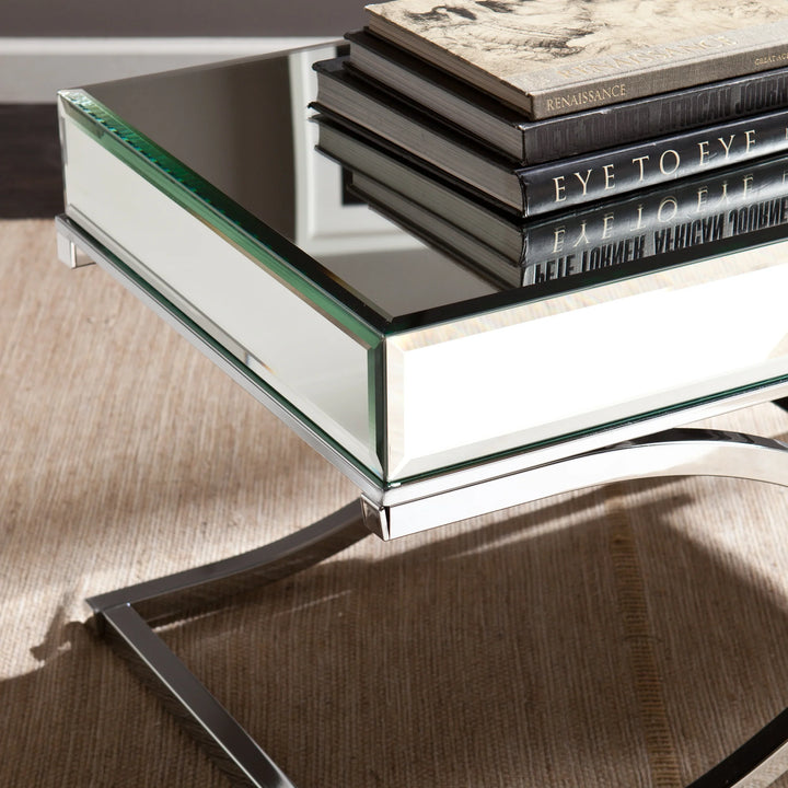 Ava Mirrored Cocktail Table - Chrome - AmericanHomeFurniture