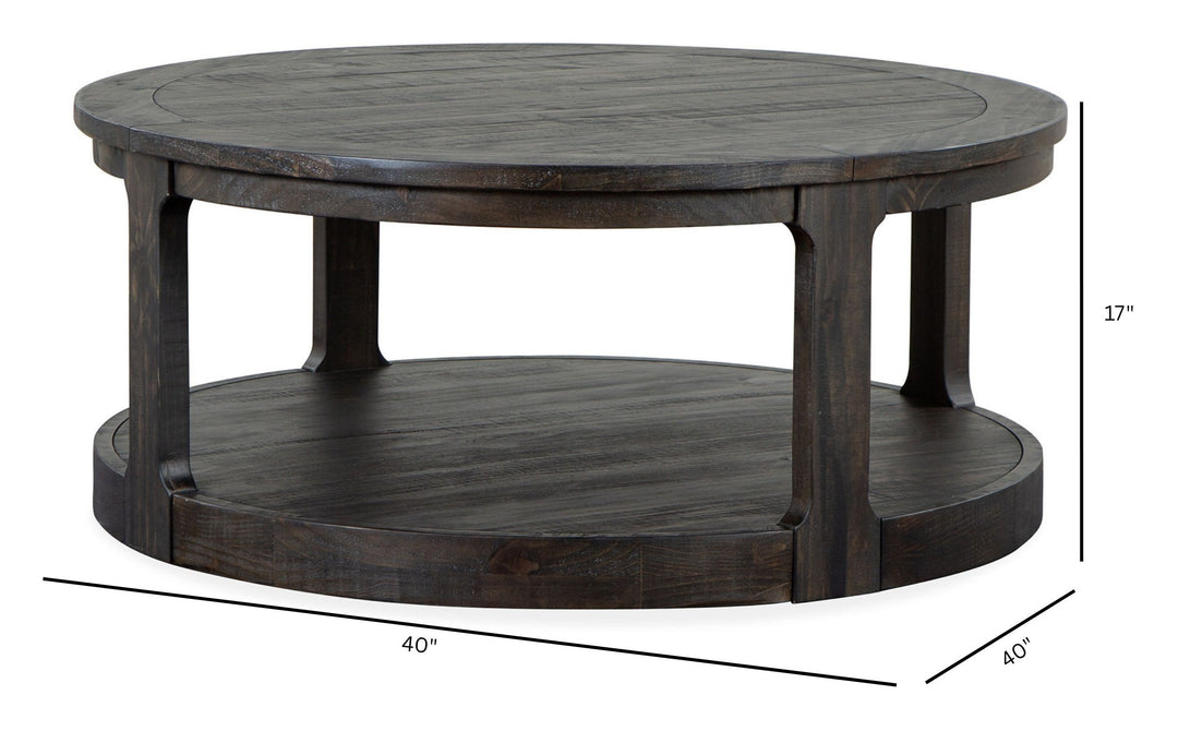Boswell Peppercorn Round Cocktail Table With Casters - T5263-45