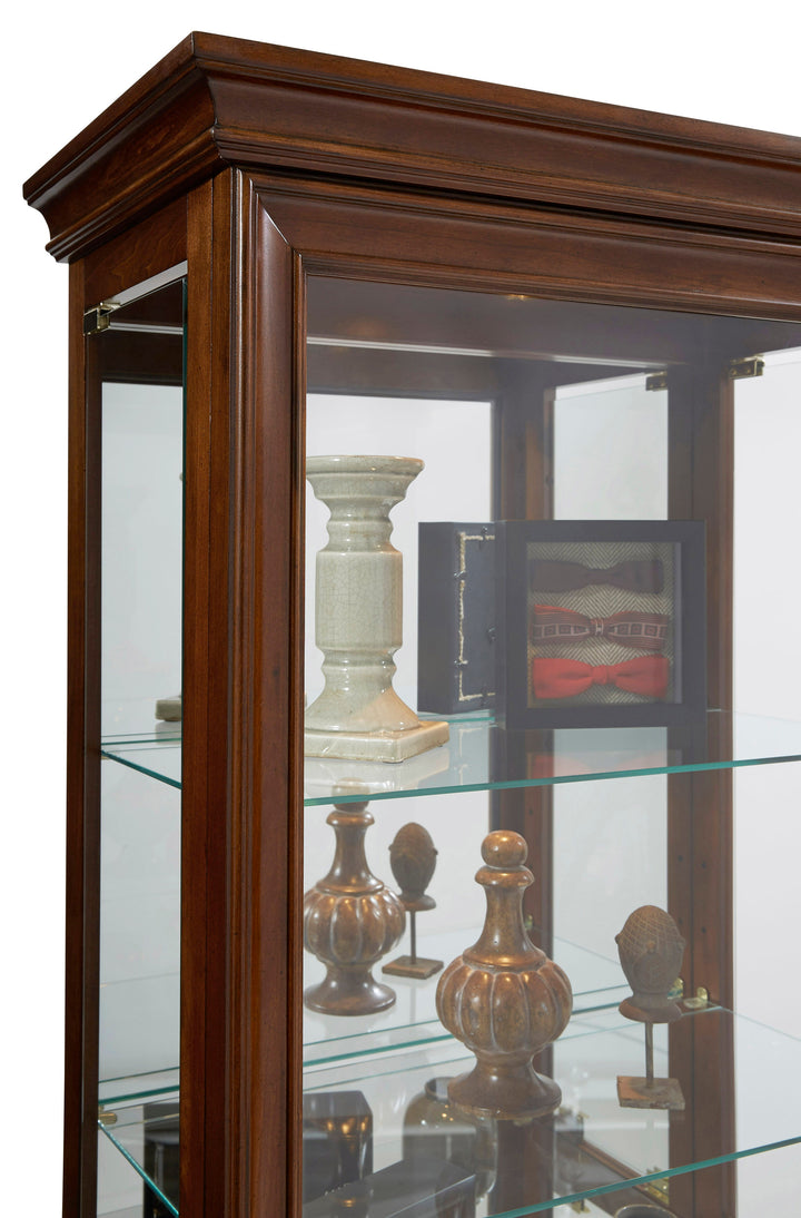 Curios Oak Brown Mirrored 5 Shelf Gallery Curio Cabinet - 21308