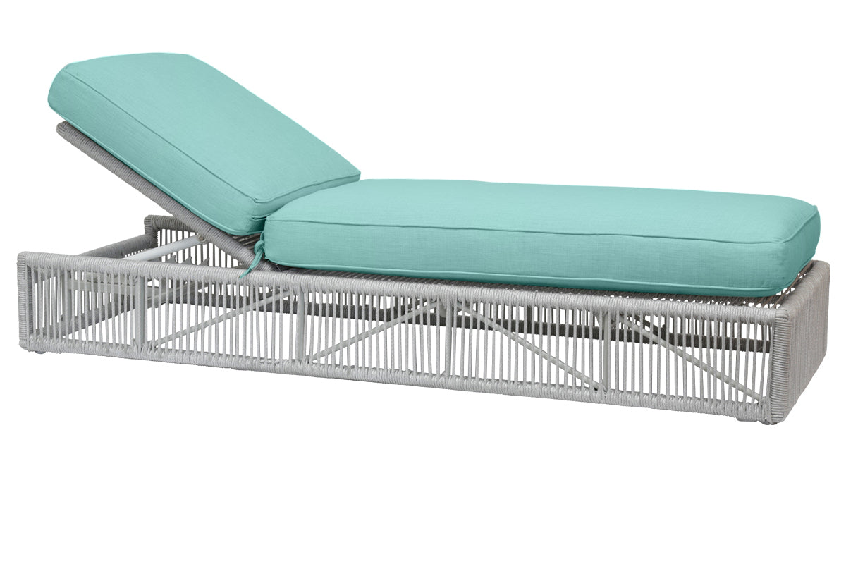 Miami Adjustable Chaise in Dupione Celeste w/ Self Welt