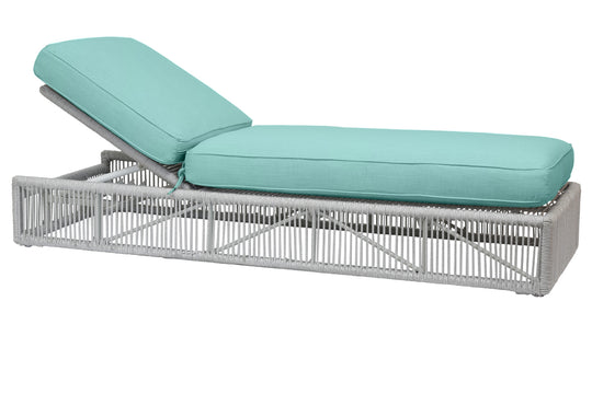 Miami Adjustable Chaise in Dupione Celeste w/ Self Welt