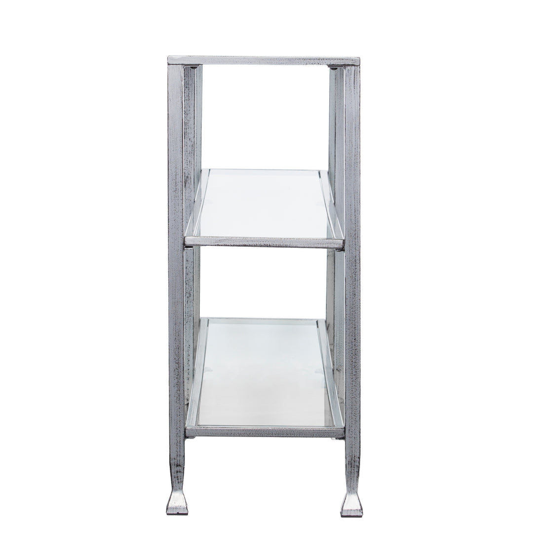 American Home Furniture | SEI Furniture - Jaymes Metal/Glass 3-Tier Console Table/Media Stand - Silver