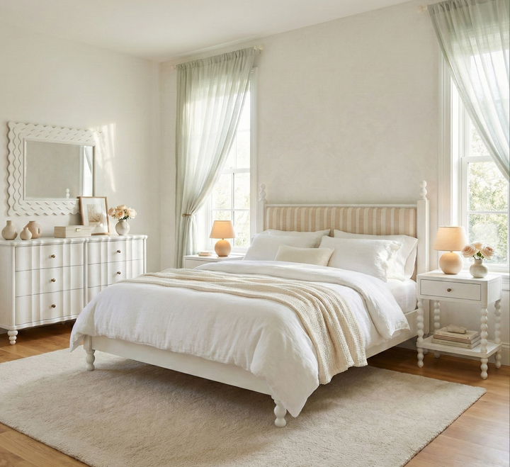 Haven QN Uph Finial Bed