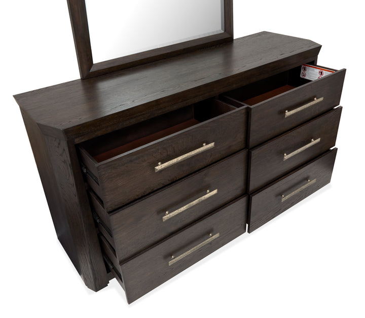 Tauren Coffee Bean Double Drawer Dresser With Shaped Mirror - B6434-2245