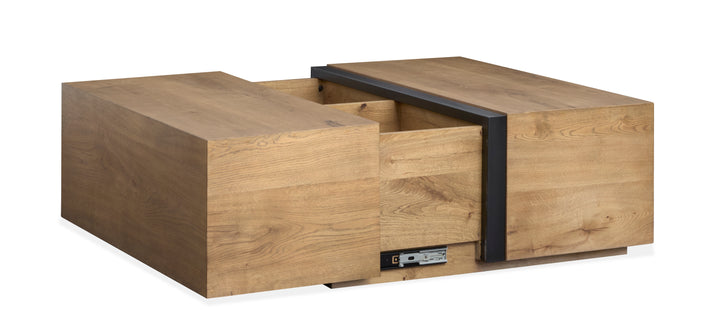 Ripley Rustic Caramel And Dark Bronze Square Cocktail Table With Casters - T6421-41