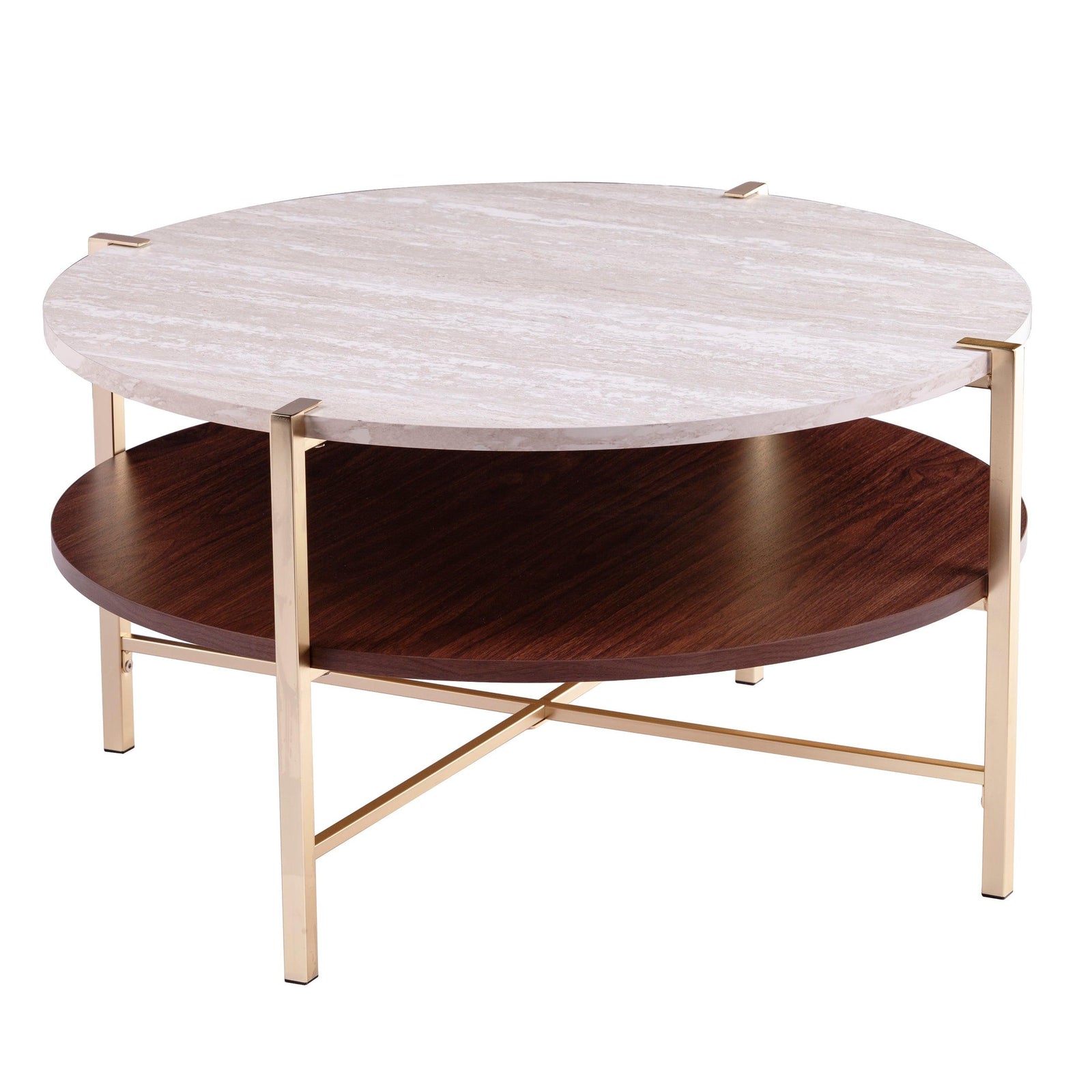 SEI Furniture Ardmillan Round Faux Marble Cocktail Table COFFEE TABLES