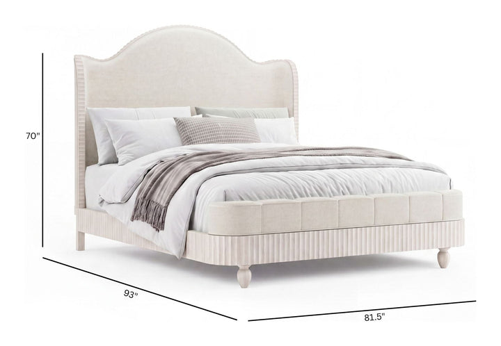 Vivienne Whisper White Upholstered Panel Bed