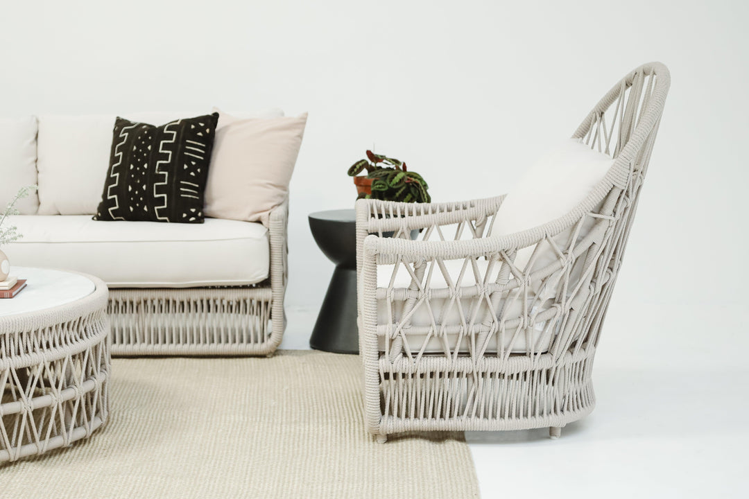 Dana Rope Wing Chair in Linen Canvas w/ Self Welt - AmericanHomeFurniture