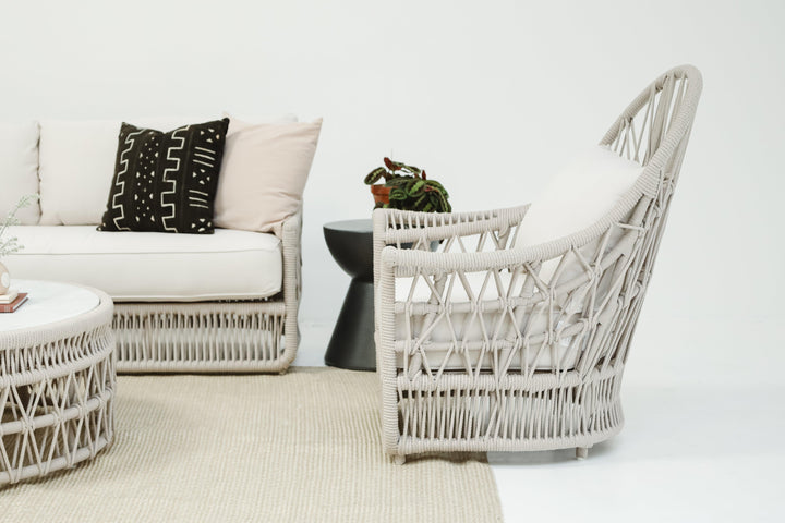 Dana Rope Wing Chair in Linen Canvas w/ Self Welt - AmericanHomeFurniture