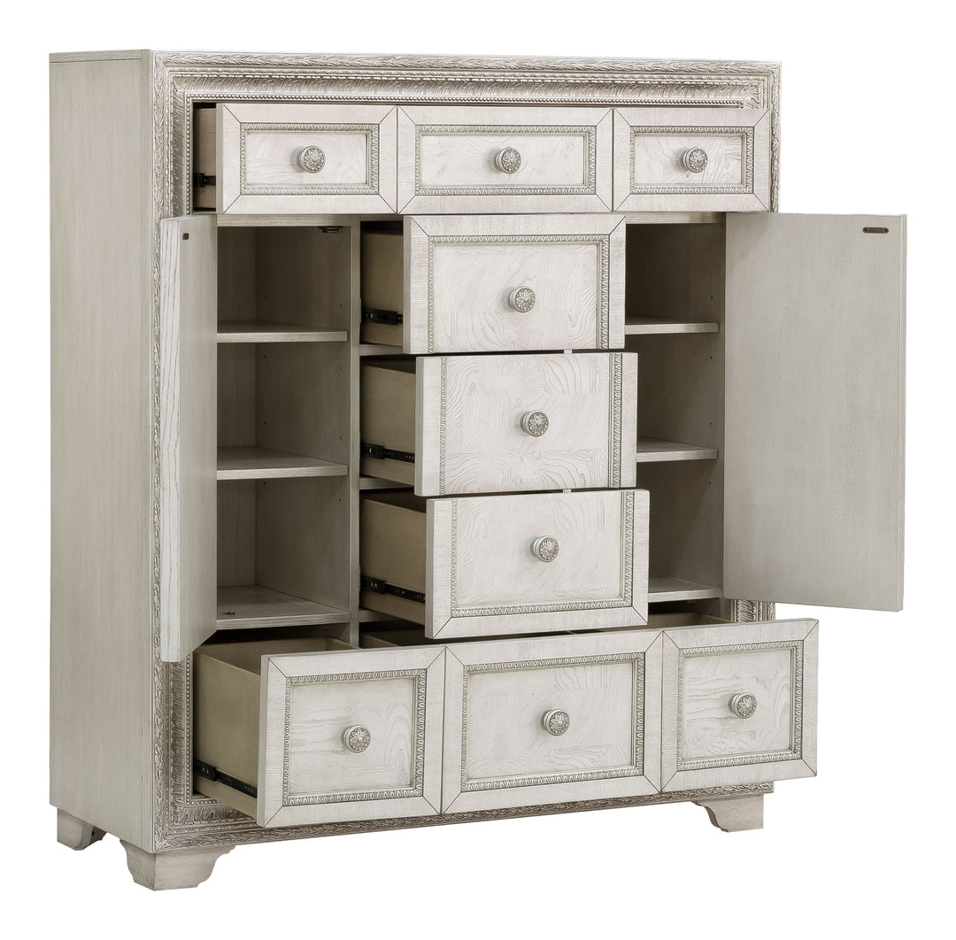 Camila Creamy White 9 Drawer Door Chest - P269125S