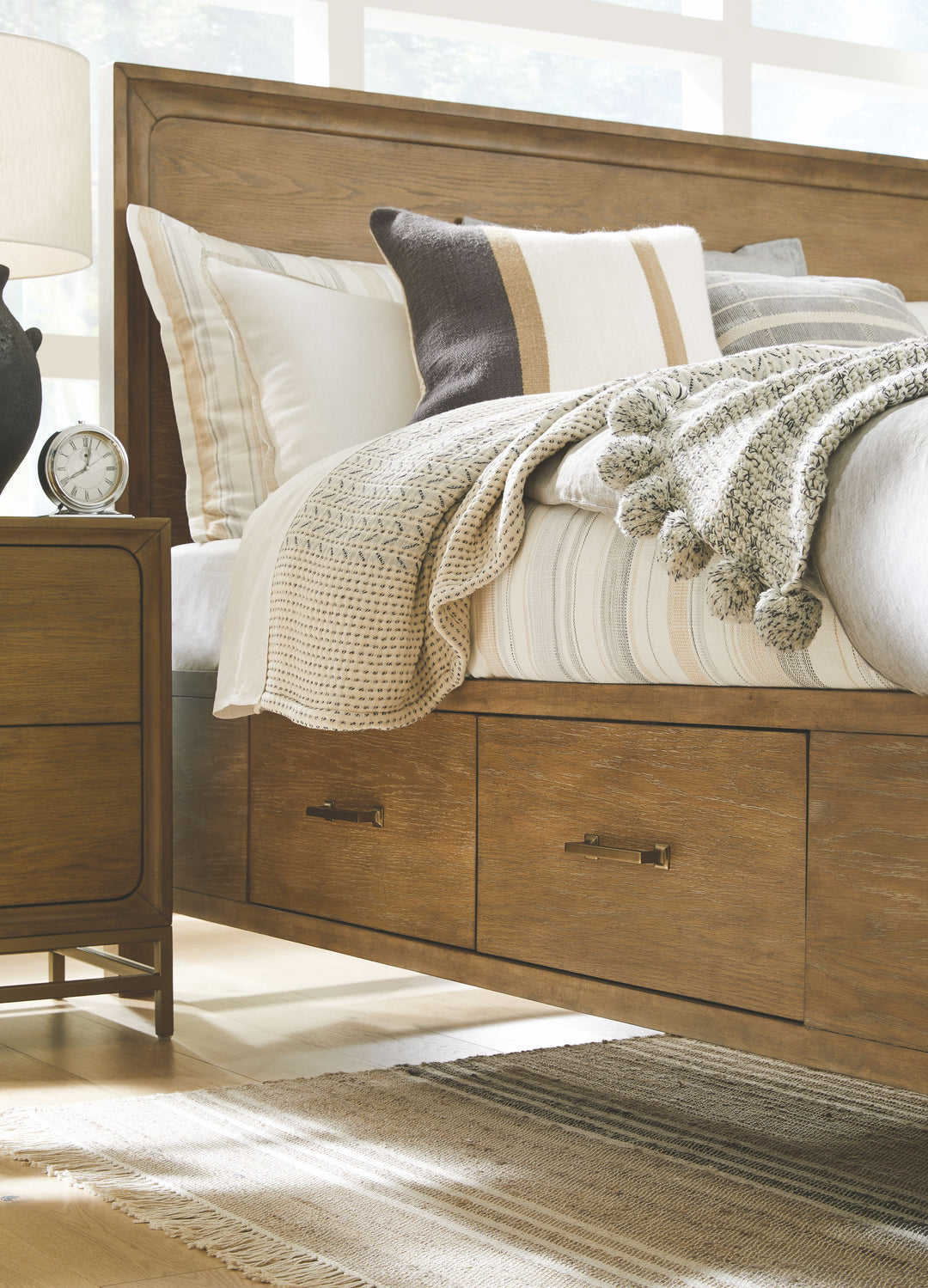 Lindon Belgian Wheat And Coffee Bean King Panel Storage Bed - B5570-64A