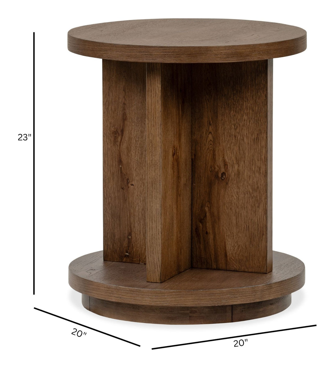 Oswald Brown Round End Table - T6576-05