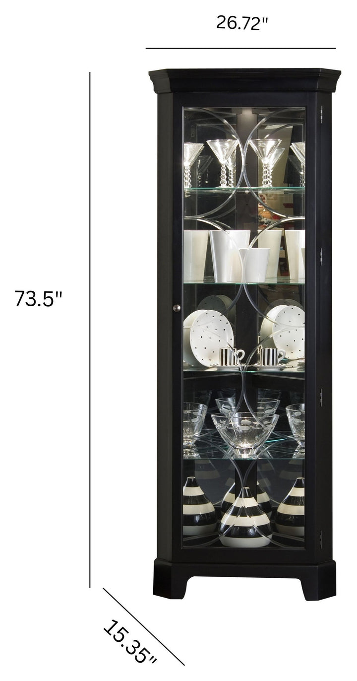 Curios Oxford Black Lighted 4 Shelf Corner Curio Cabinet - 21220